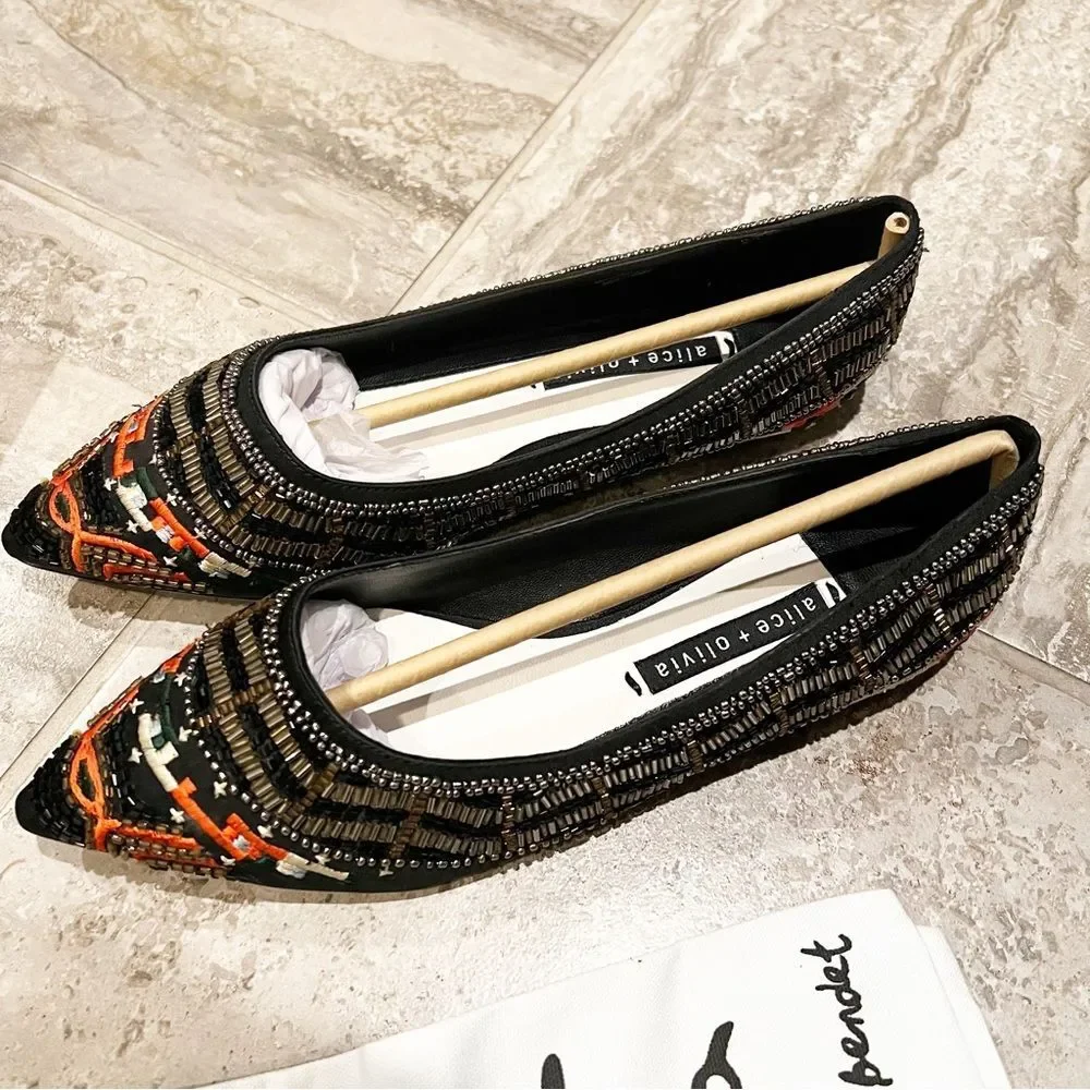 Alice + Olivia Lenora Slip-On Stitch Ballet Flats, New, Size 39.5